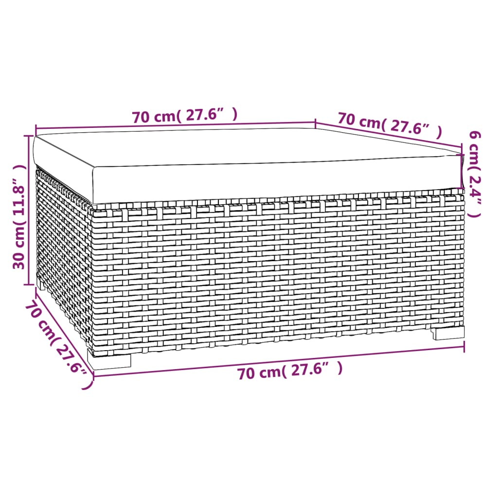 10-dijelna vrtna garnitura od poliratana s jastucima smeđa