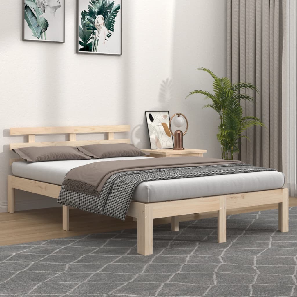 Okvir za krevet od masivnog drva 135 x 190 cm bračni