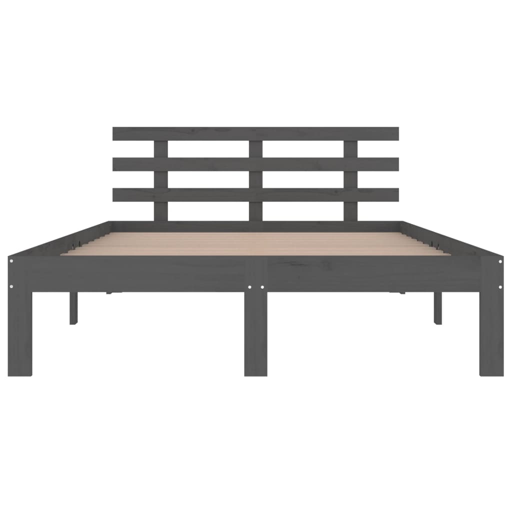 Okvir za krevet od masivnog drva sivi 150 x 200 cm veliki