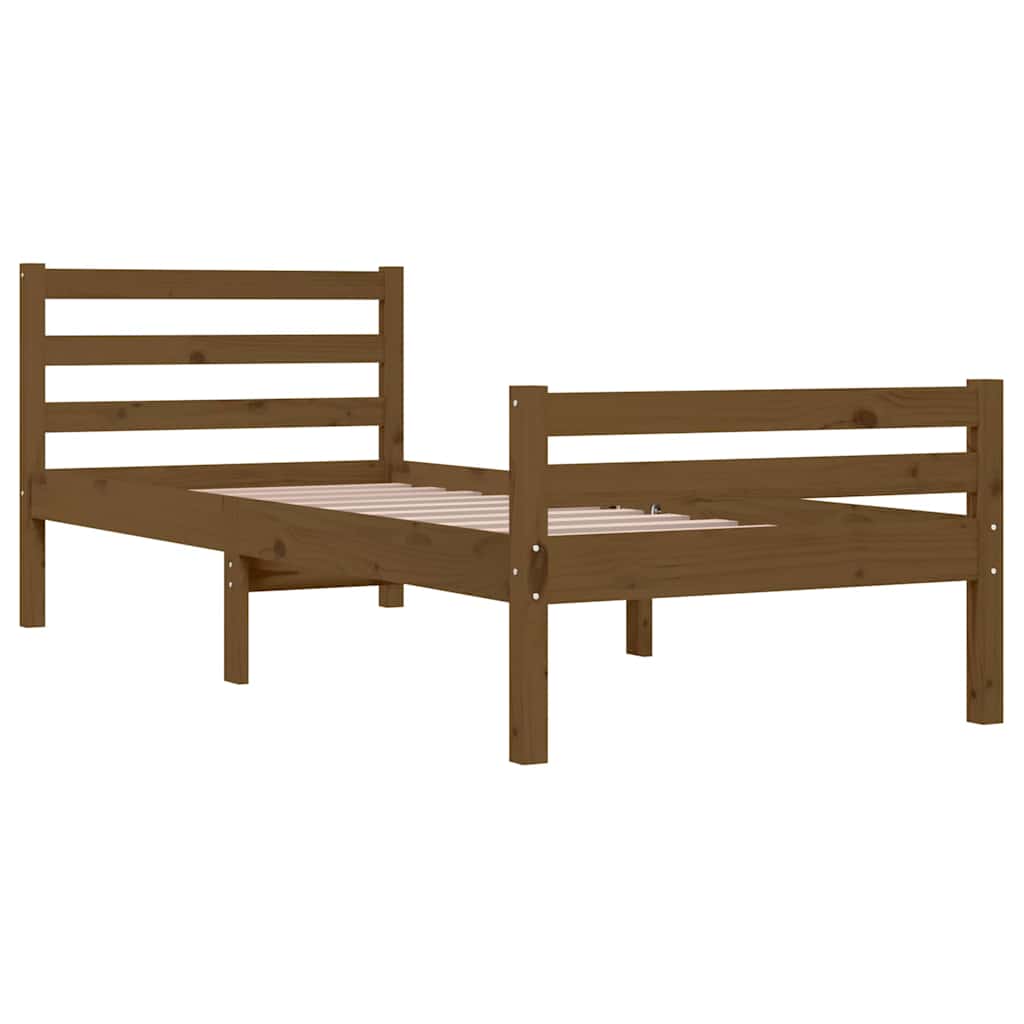 Okvir za krevet od masivnog drva boja meda 75x190 cm mali