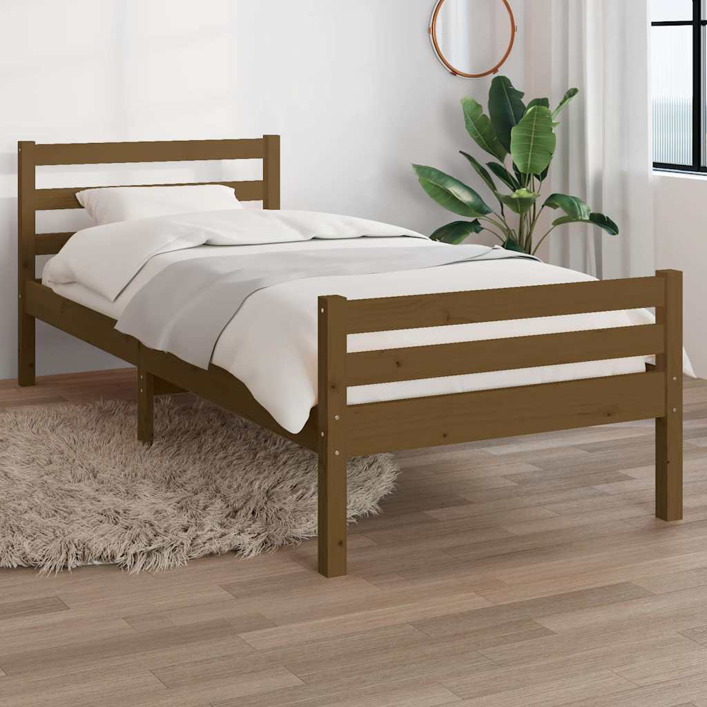 Okvir za krevet od masivnog drva boja meda 75x190 cm mali