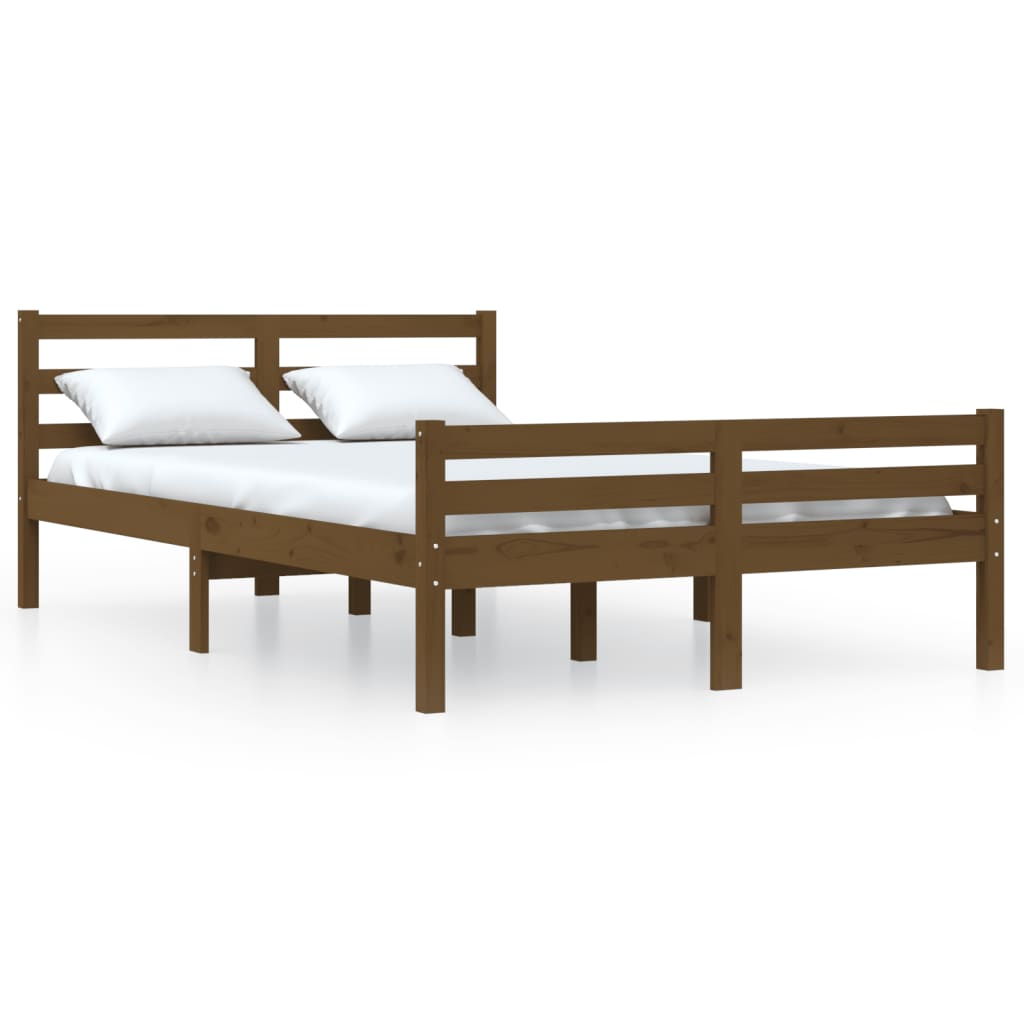 Okvir za krevet masivno drvo boja meda 135 x 190 cm bračni