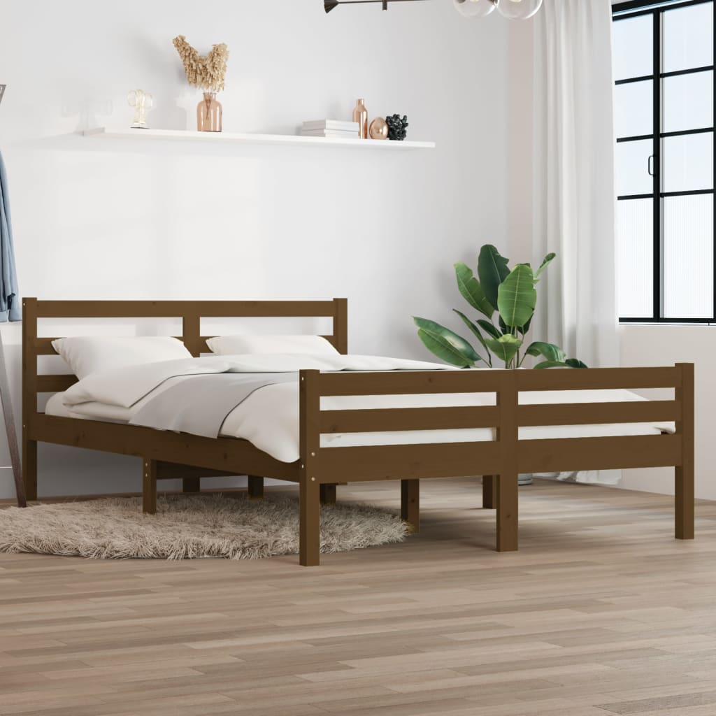 Okvir za krevet masivno drvo boja meda 135 x 190 cm bračni
