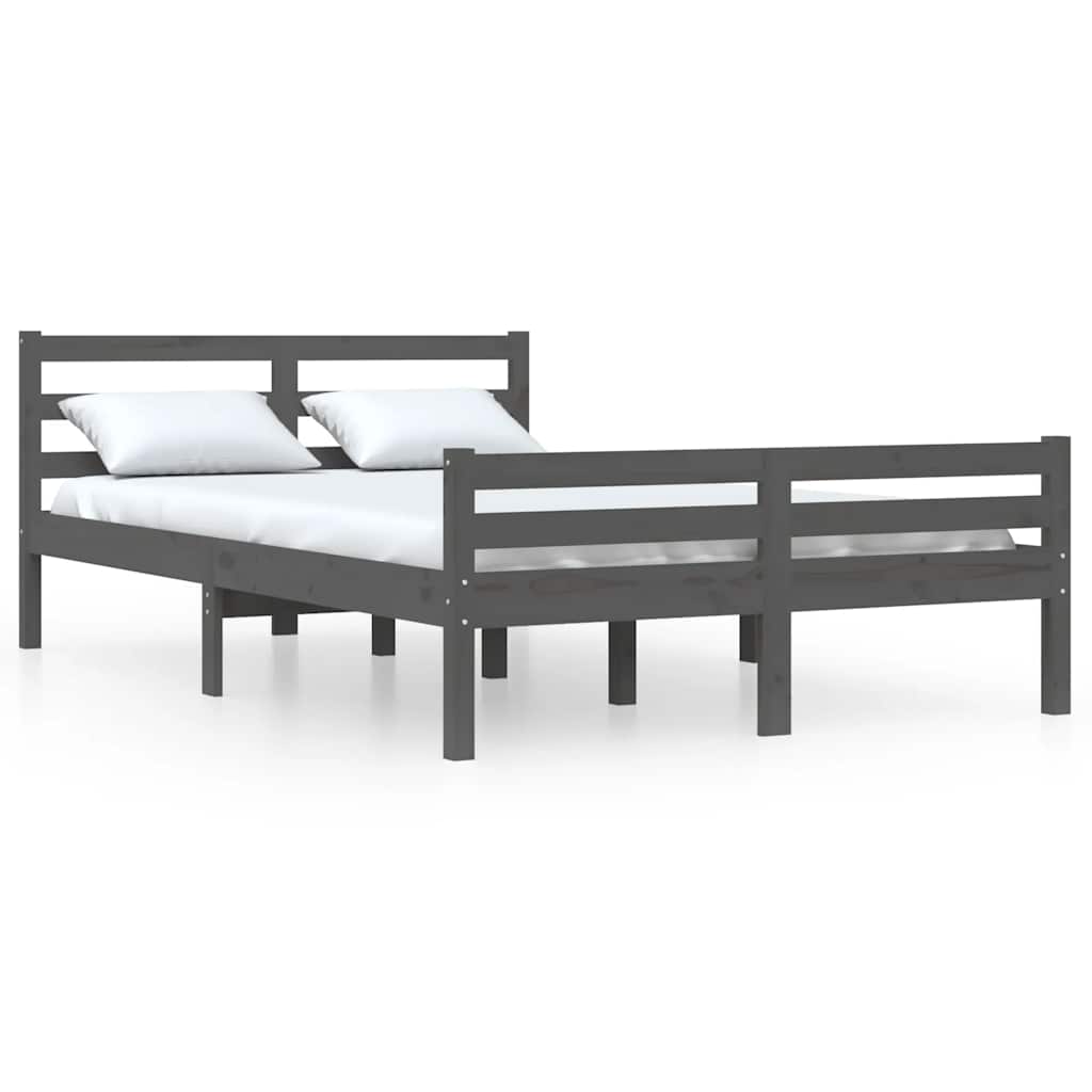 Okvir za krevet od masivnog drva sivi 140 x 190 cm