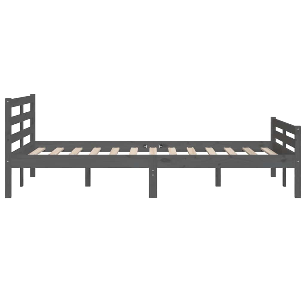 Okvir za krevet od masivnog drva sivi 140 x 190 cm