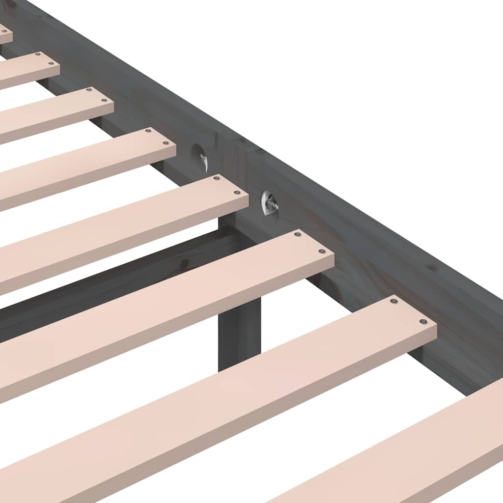 Okvir za krevet od masivnog drva sivi 140 x 190 cm