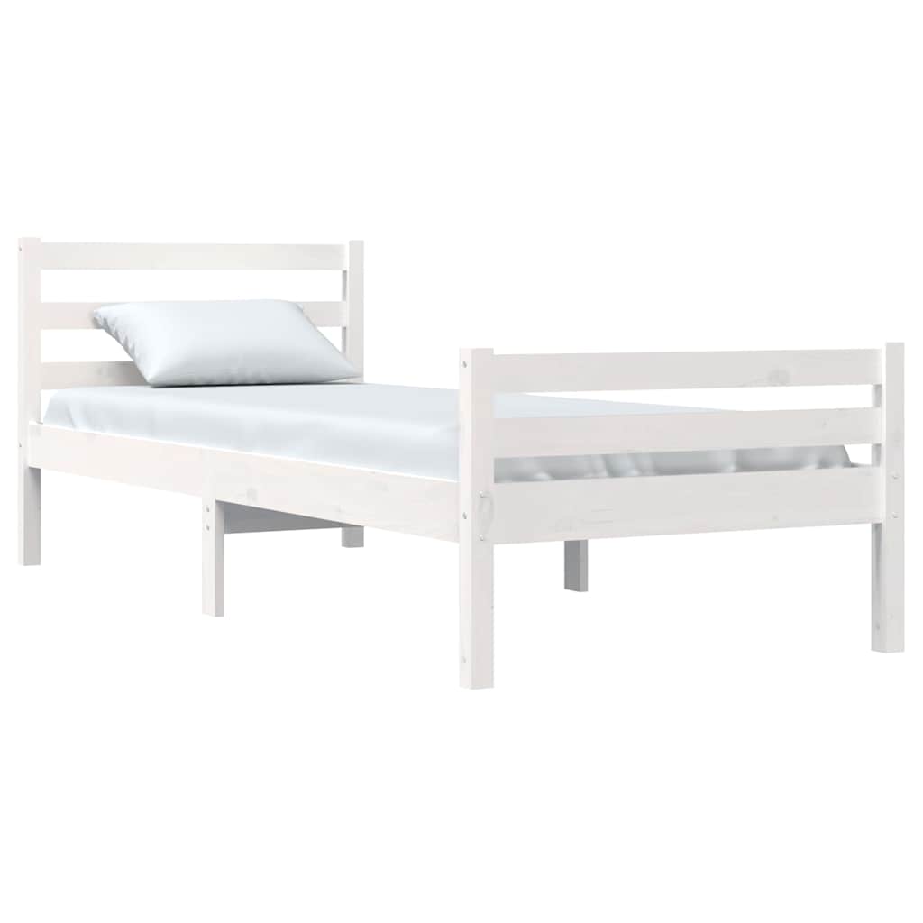 Okvir za krevet od masivnog drva bijeli 100 x 200 cm