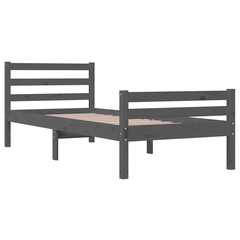 Okvir za krevet od masivnog drva sivi 100 x 200 cm