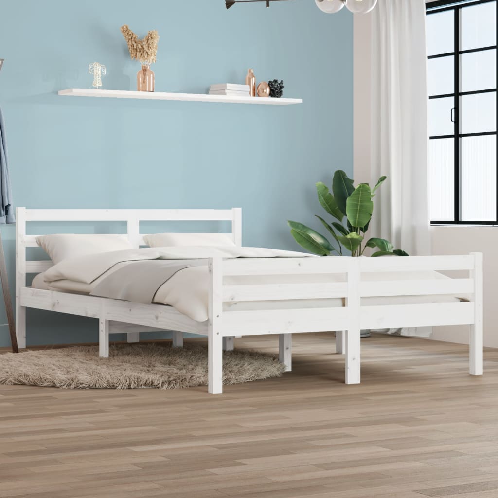 Okvir za krevet od masivne borovine bijeli 150 x 200 cm king