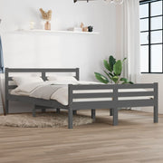 Okvir za krevet od masivnog drva sivi 150 x 200 cm veliki