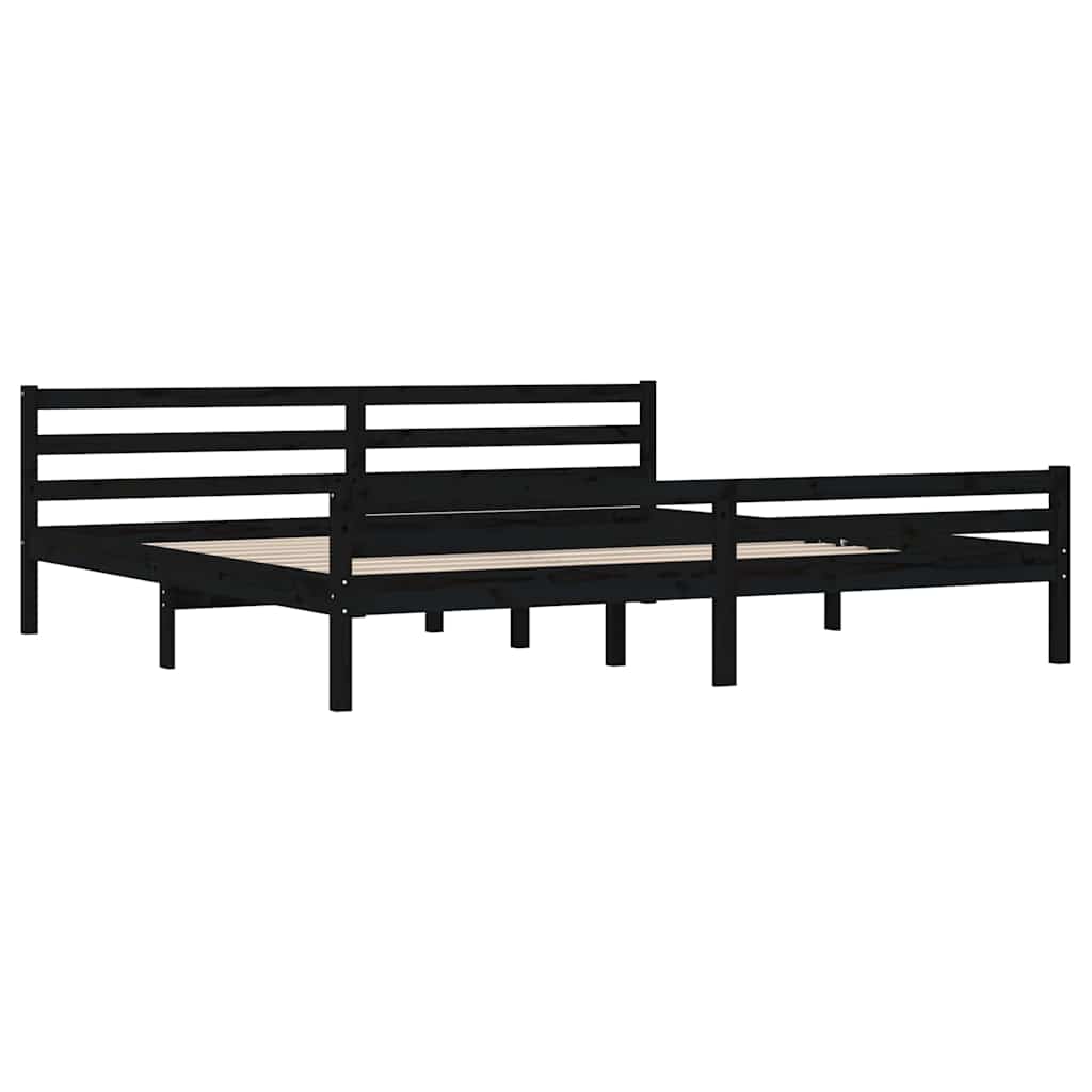 Okvir za krevet od masivnog drva crni 200 x 200 cm