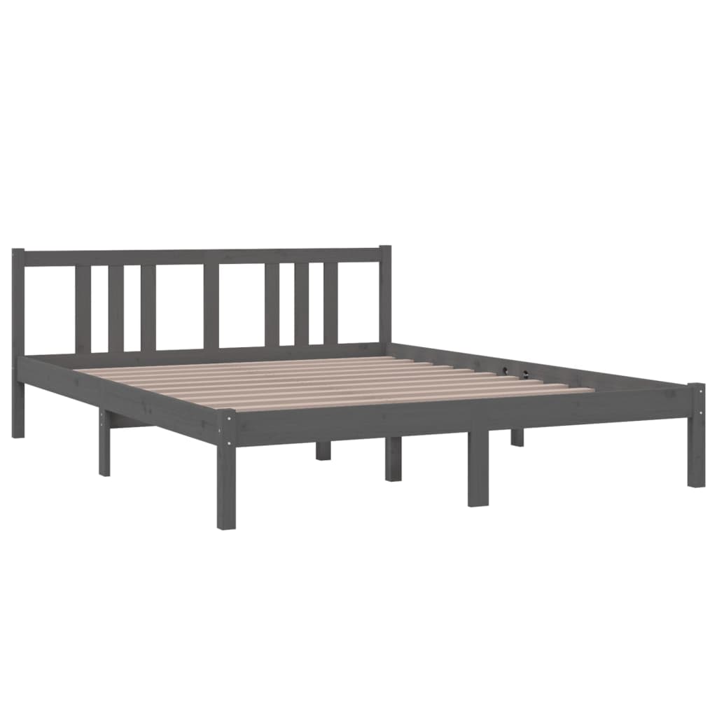 Okvir za krevet od masivnog drva sivi 150 x 200 cm veliki