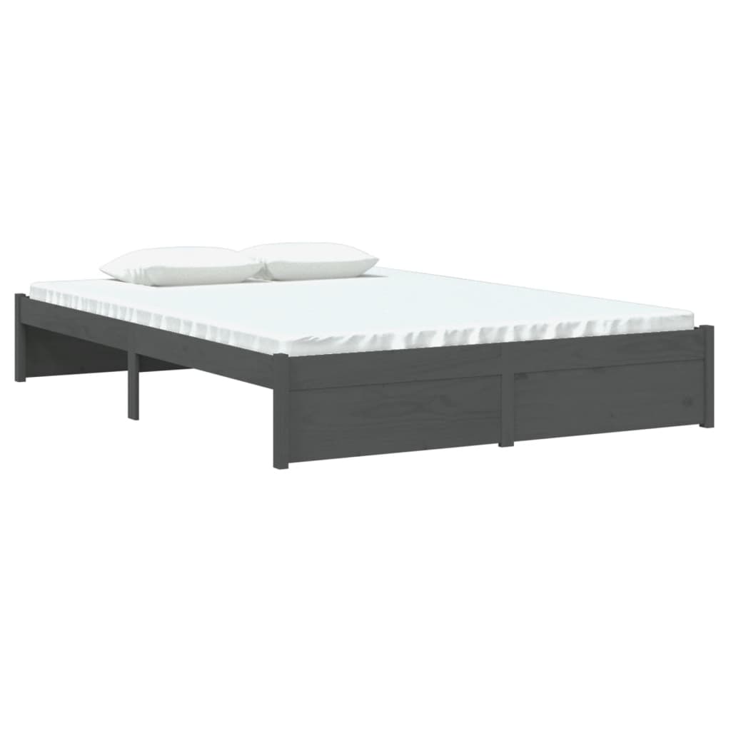 Okvir za krevet od masivnog drva sivi 140 x 190 cm