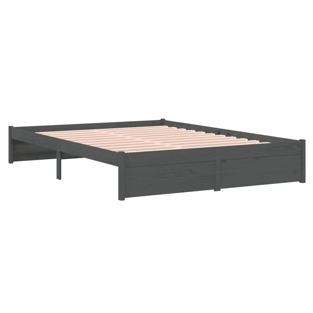 Okvir za krevet od masivnog drva sivi 140 x 190 cm