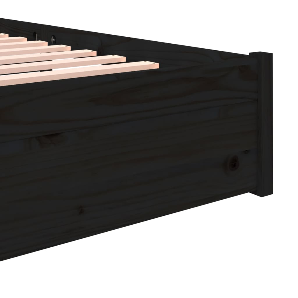 Okvir za krevet od masivnog drva crni 140 x 190 cm