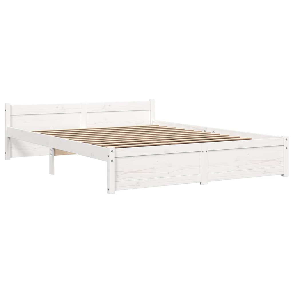 Okvir za krevet od masivnog drva bijeli 135x190 cm bračni