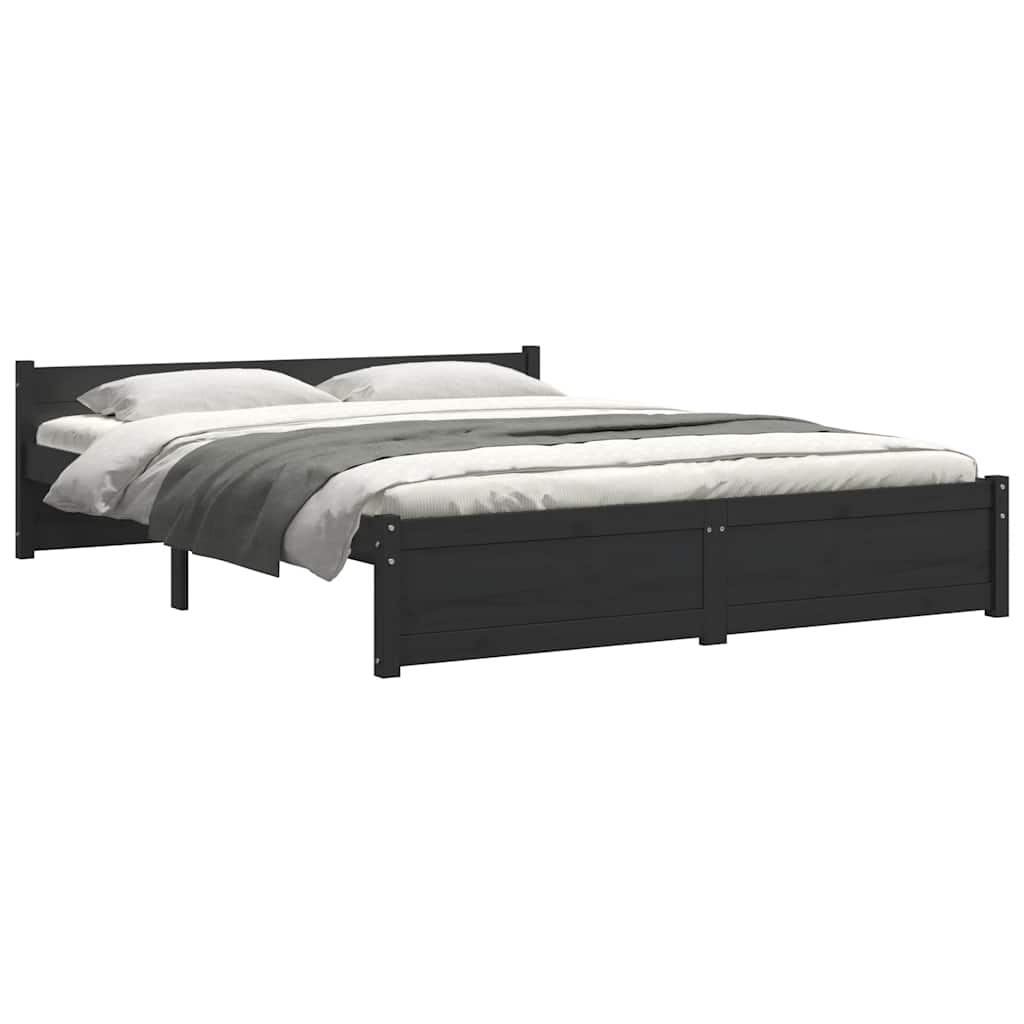 Okvir za krevet od masivnog drva crni 135 x 190 cm bračni