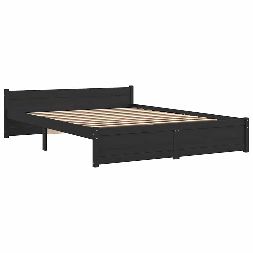Okvir za krevet od masivnog drva crni 150 x 200 cm veliki