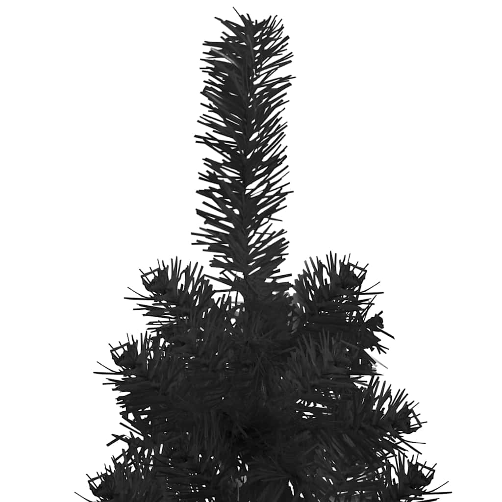 Tanka umjetna polovica božićnog drvca sa stalkom crna 210 cm