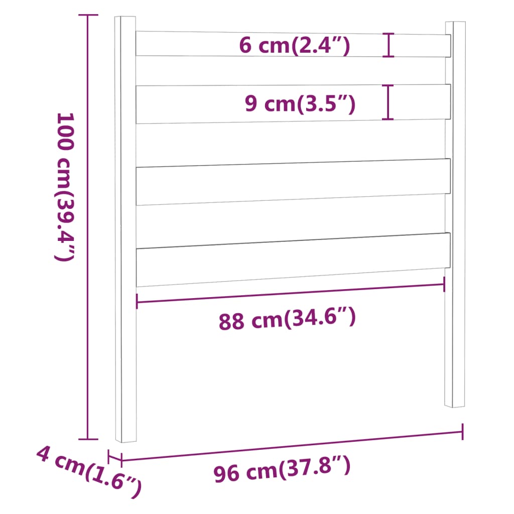 Uzglavlje za krevet boja meda 96 x 4 x 100 cm masivna borovina