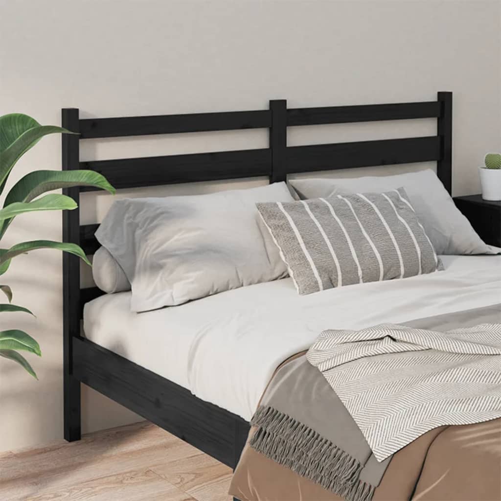 Uzglavlje za krevet crno 126 x 4 x 100 cm od masivne borovine