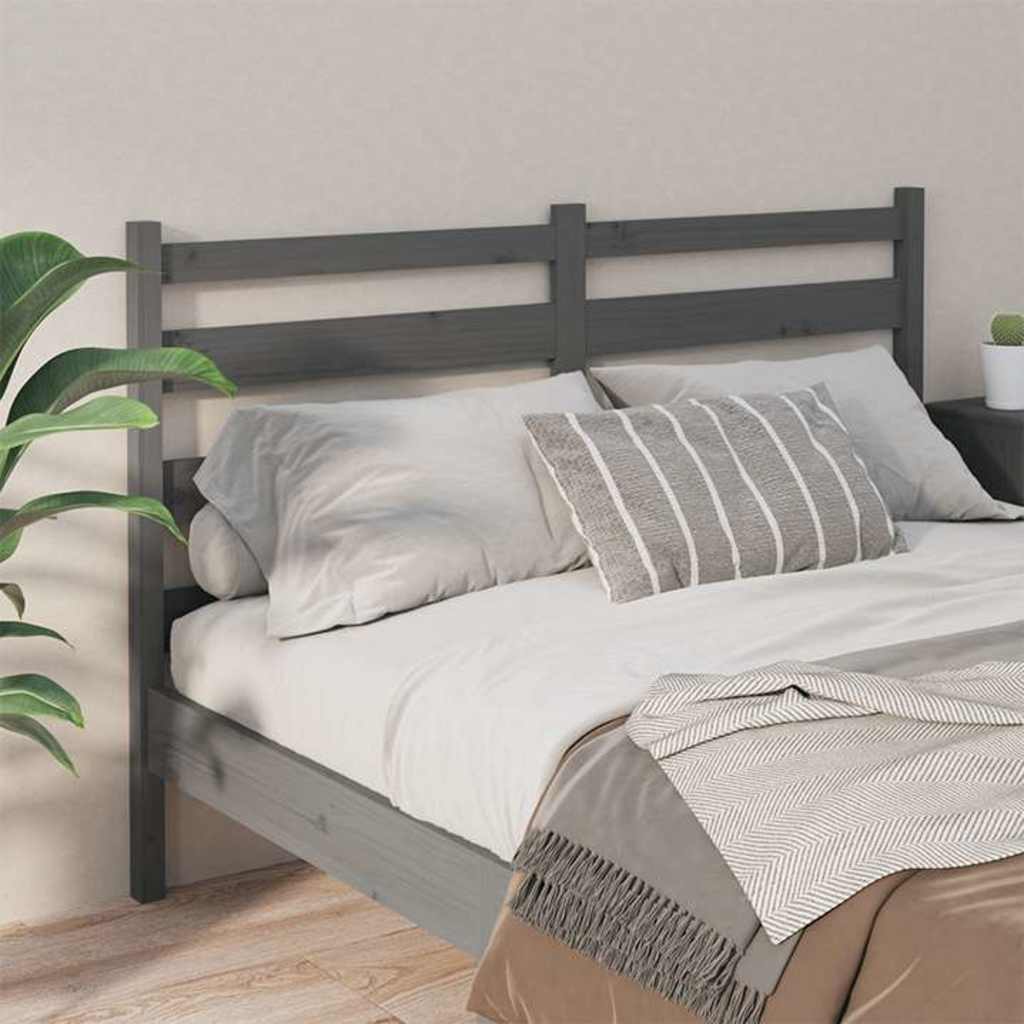 Uzglavlje za krevet sivo 166 x 4 x 100 cm od masivne borovine