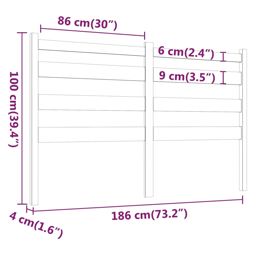 Uzglavlje za krevet boja meda 186 x 4 x 100 cm masivna borovina