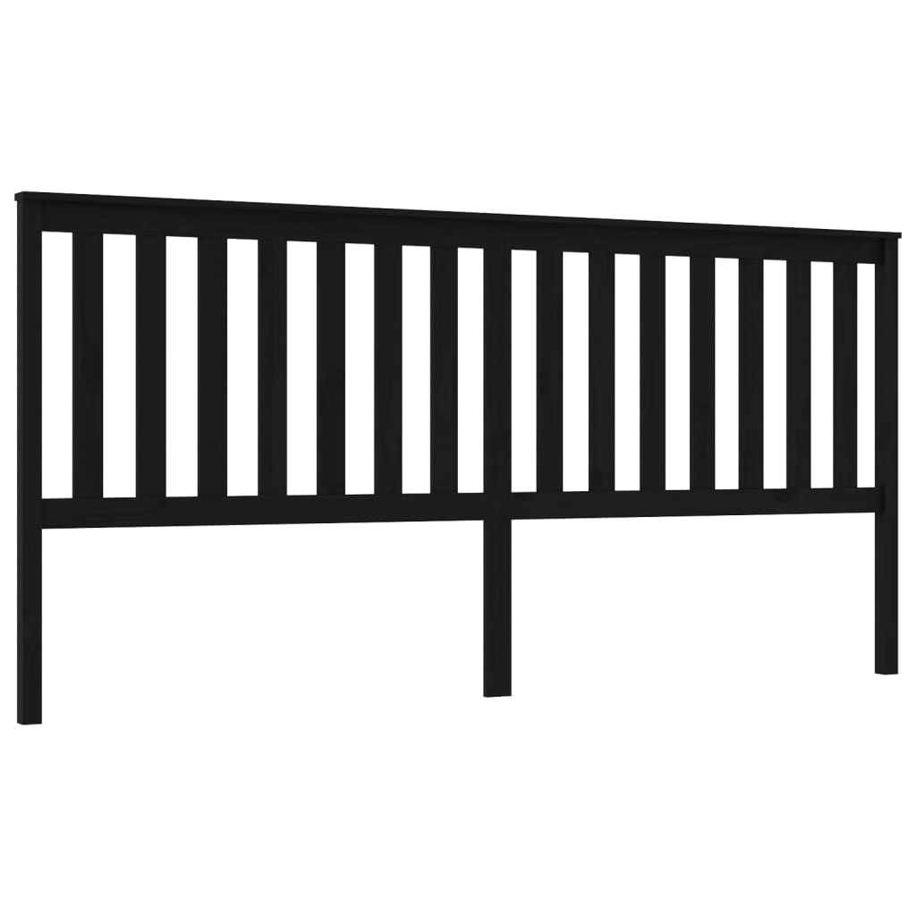 Uzglavlje za krevet crno 206 x 6 x 101 cm od masivne borovine