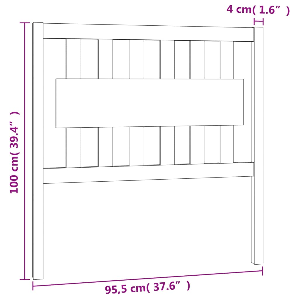 Uzglavlje za krevet sivo 95,5 x 4 x 100 cm od masivne borovine