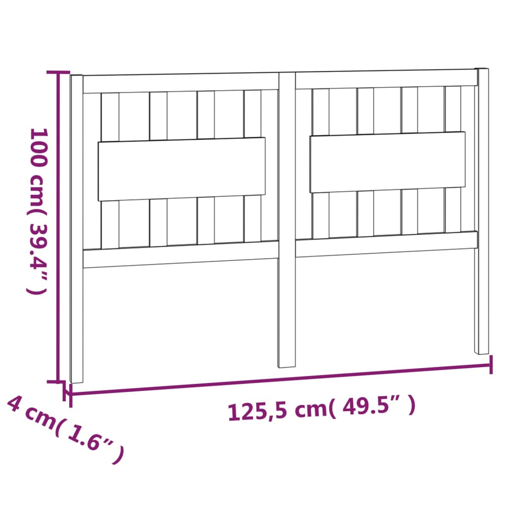 Uzglavlje za krevet bijelo 125,5x4x100 cm od masivne borovine