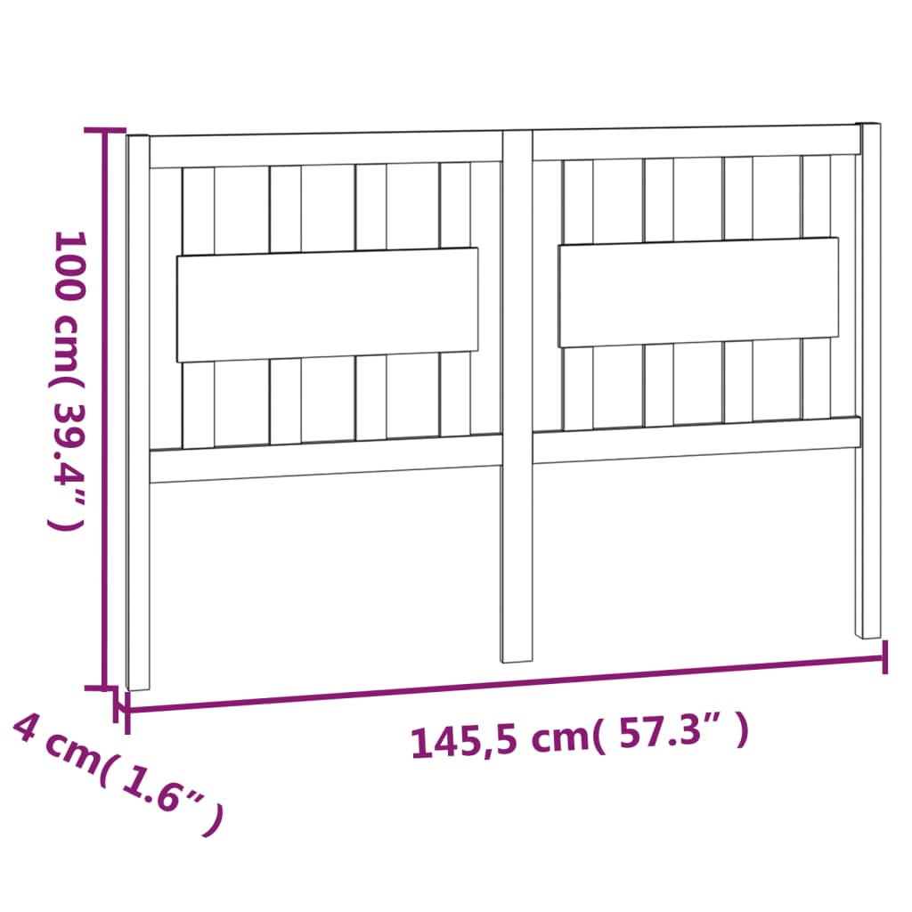 Uzglavlje za krevet bijelo 145,5x4x100 cm od masivne borovine
