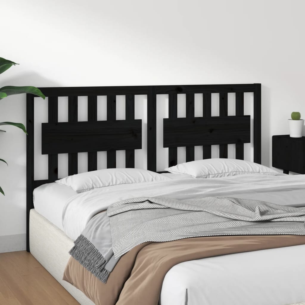Uzglavlje za krevet crno 155,5 x 4 x 100 cm od masivne borovine