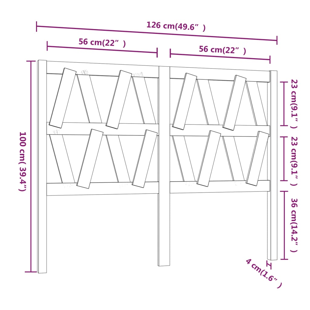 Uzglavlje za krevet boja meda 126 x 4 x 100 cm masivna borovina