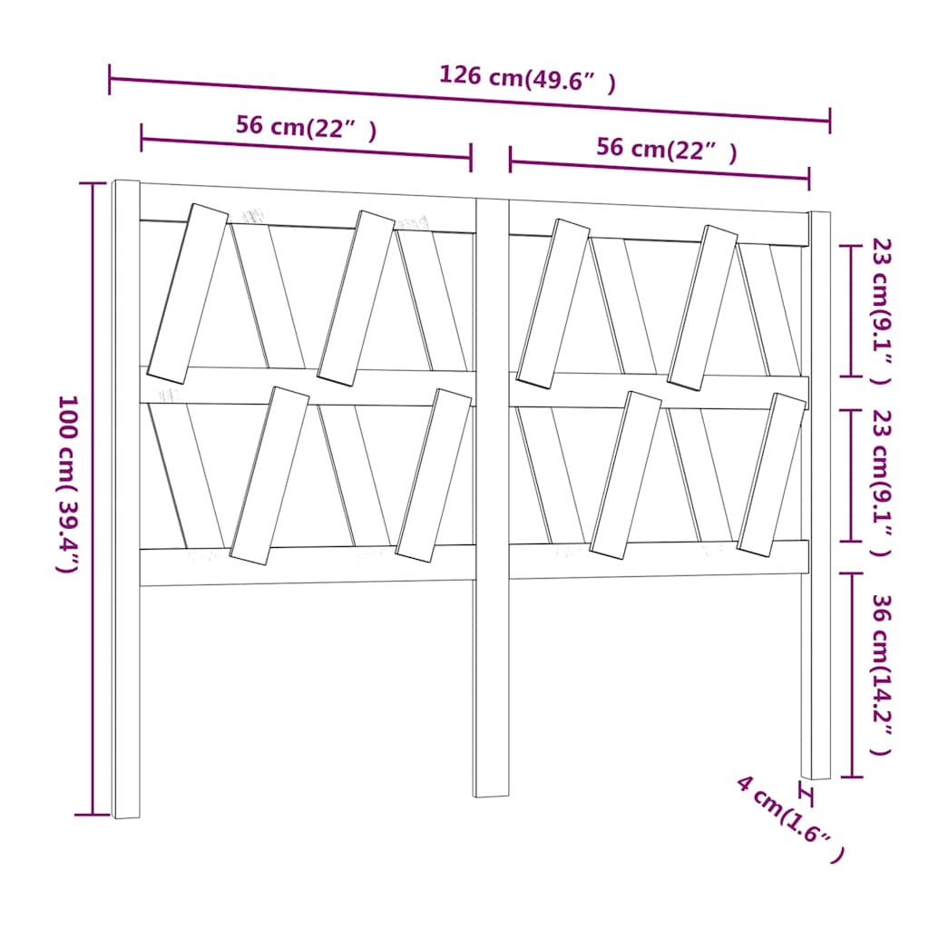 Uzglavlje za krevet boja meda 126 x 4 x 100 cm masivna borovina