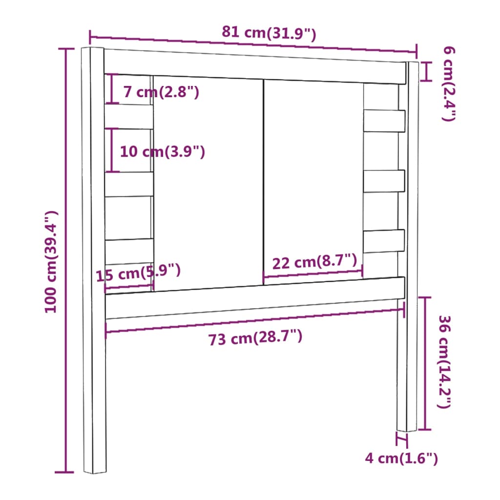 Uzglavlje smeđa boja meda 81 x 4 x 100 cm od masivne borovine