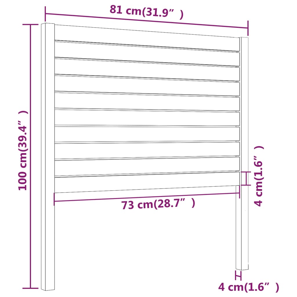 Uzglavlje za krevet crno 81 x 4 x 100 cm od masivne borovine