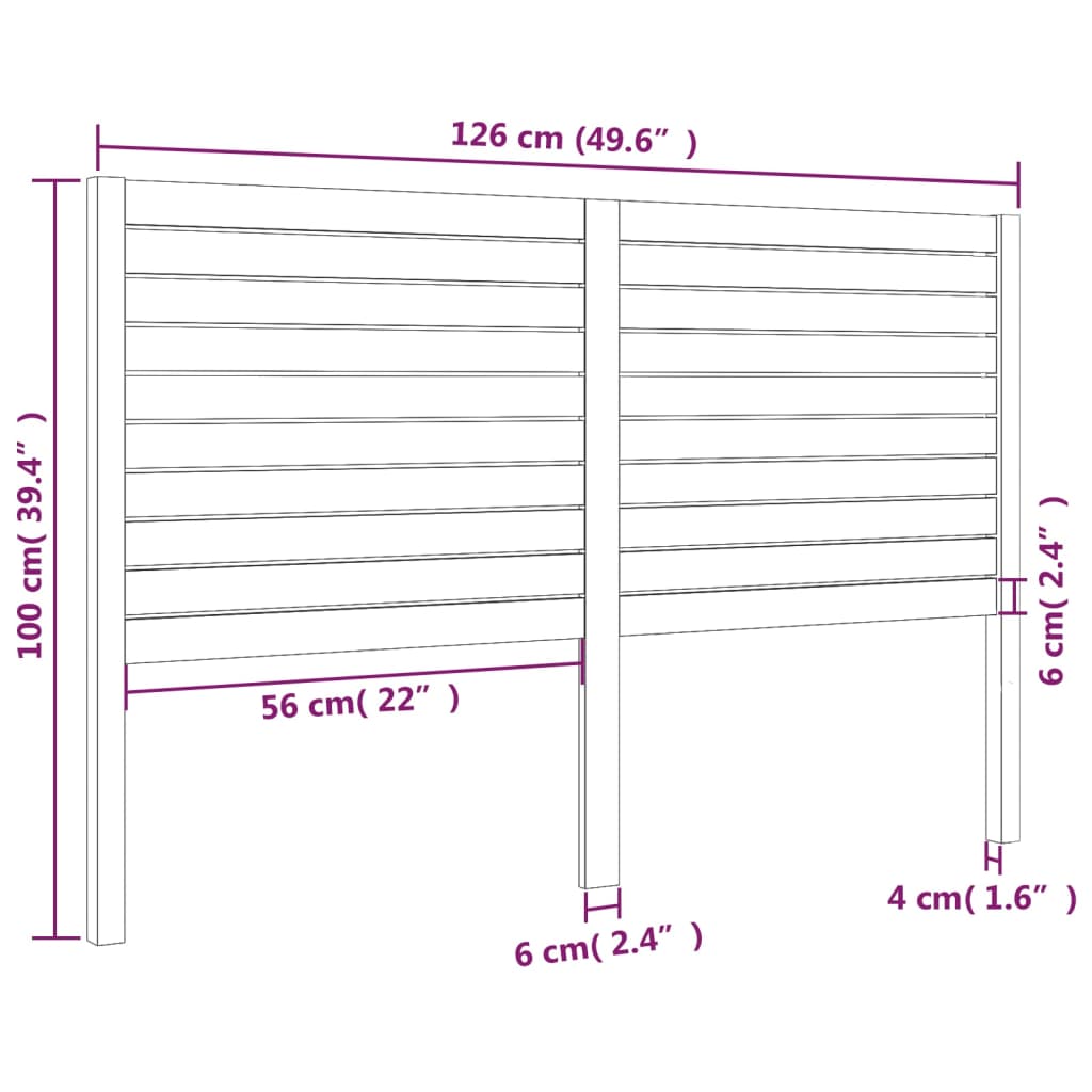 Uzglavlje za krevet sivo 126 x 4 x 100 cm od masivne borovine