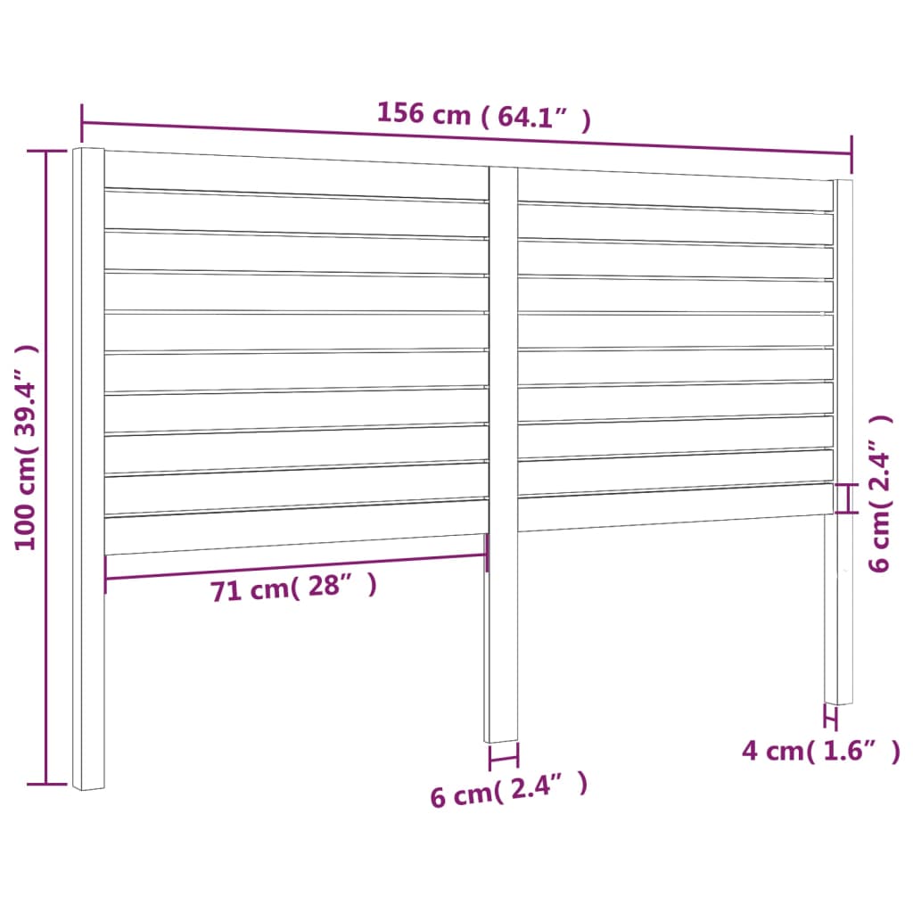 Uzglavlje za krevet crno 156 x 4 x 100 cm od masivne borovine