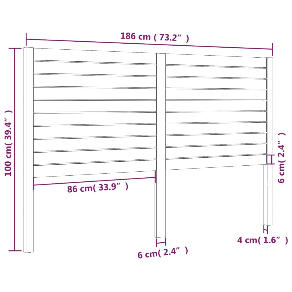 Uzglavlje za krevet 186 x 4 x 100 cm od masivne borovine