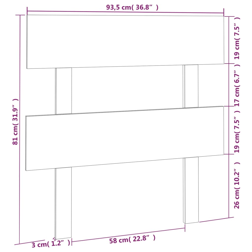 Uzglavlje za krevet 93,5 x 3 x 81 cm od masivne borovine