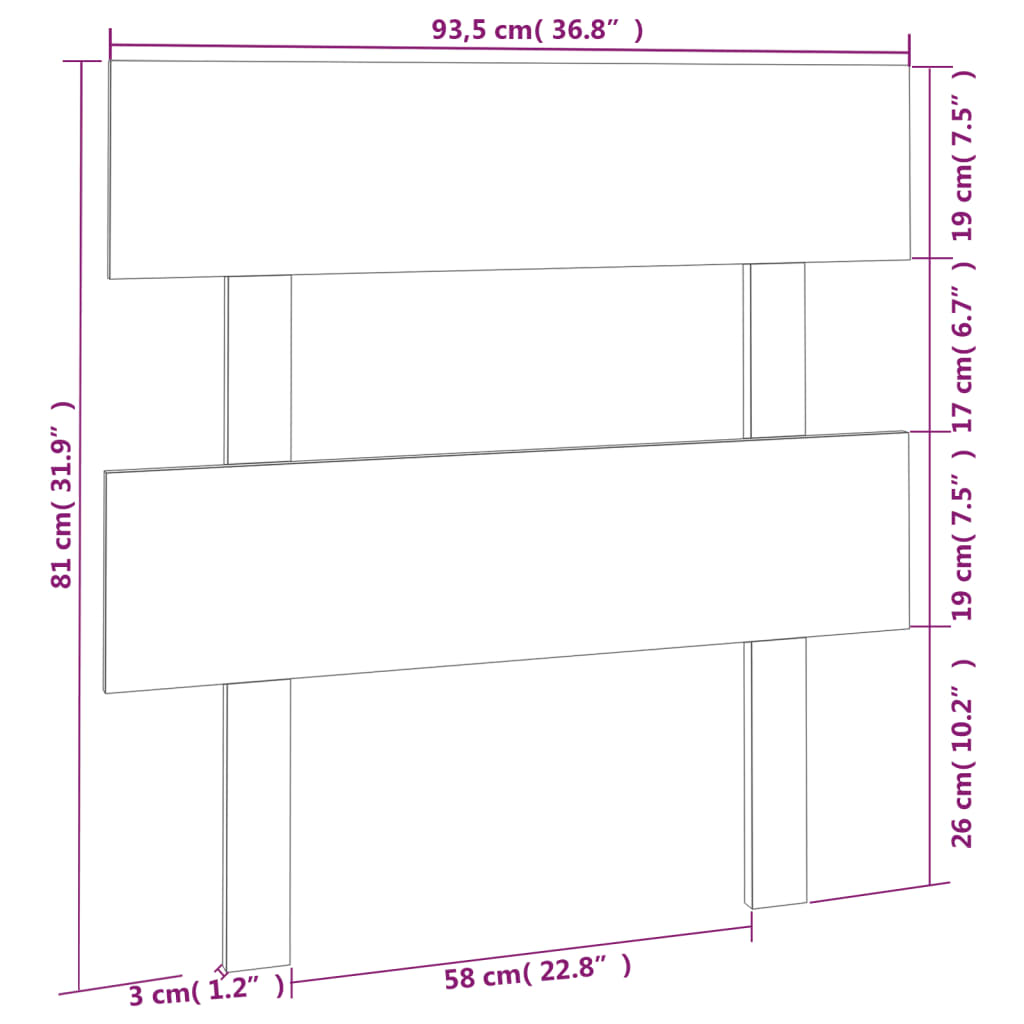 Uzglavlje za krevet bijelo 93,5 x 3 x 81 cm od masivne borovine
