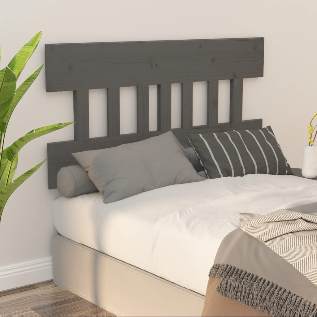 Uzglavlje za krevet sivo 123,5 x 3 x 81 cm od masivne borovine