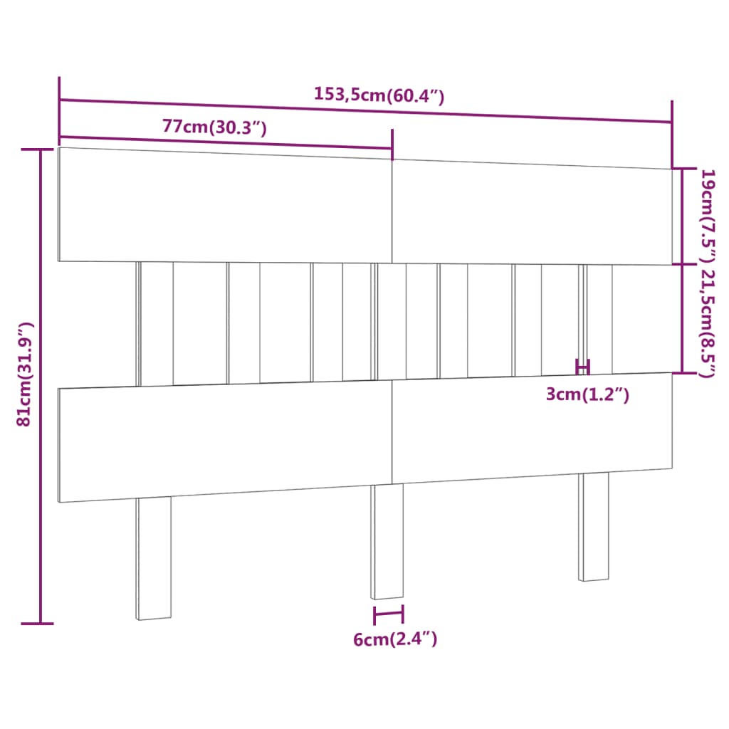 Uzglavlje za krevet 153,5 x 3 x 81 cm od masivne borovine