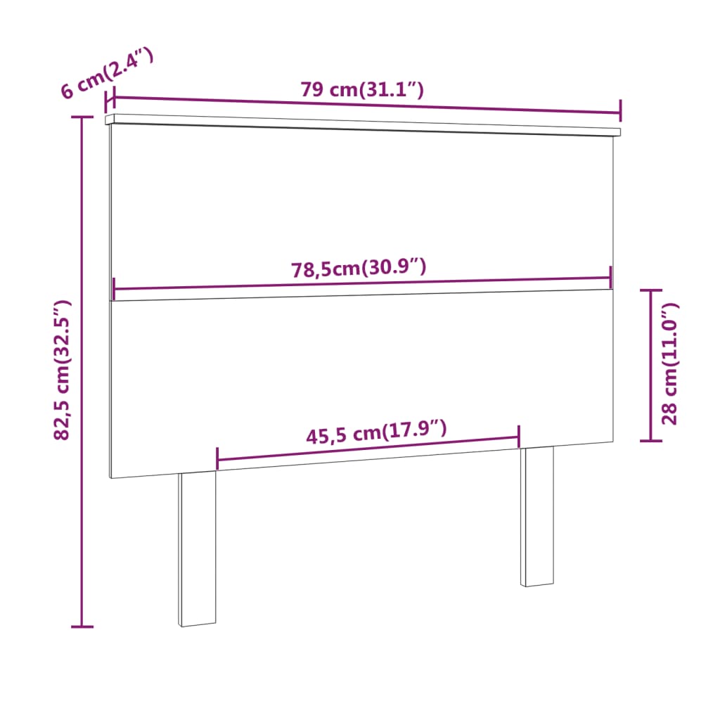 Uzglavlje za krevet boja meda 79x6x82,5 cm od masivne borovine