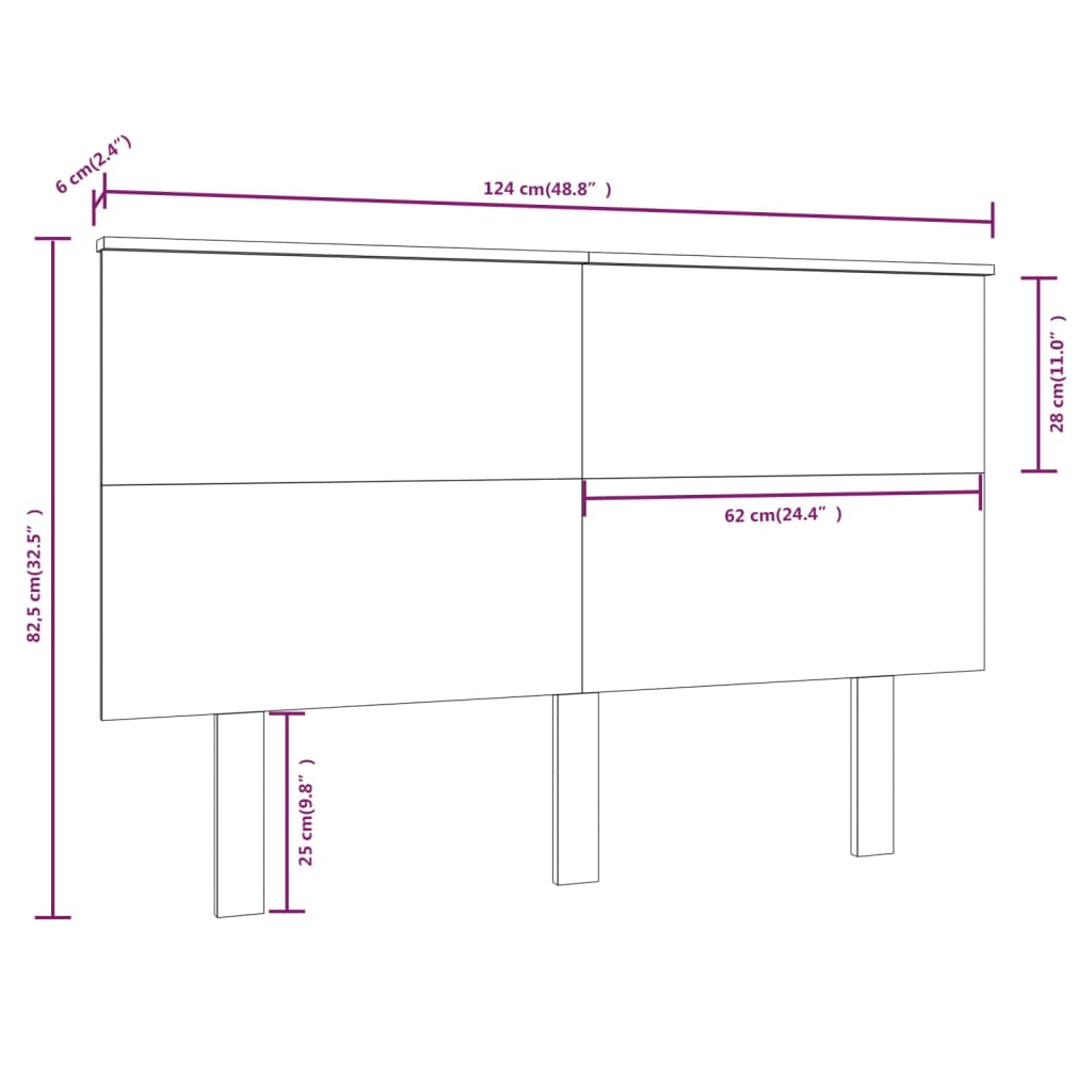 Uzglavlje za krevet boja meda 124x6x82,5 cm masivna borovina