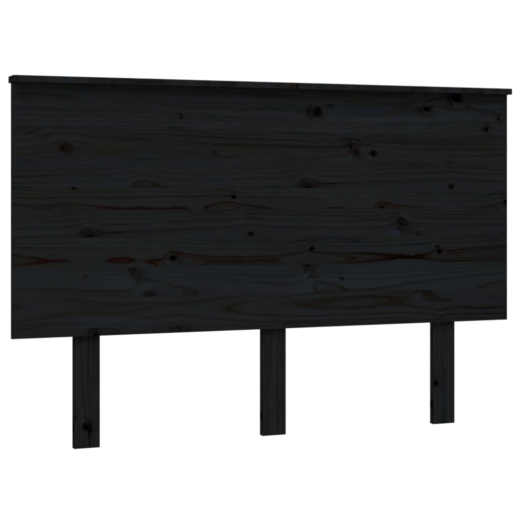 Uzglavlje za krevet crni 124 x 6 x 82,5 cm od masivne borovine
