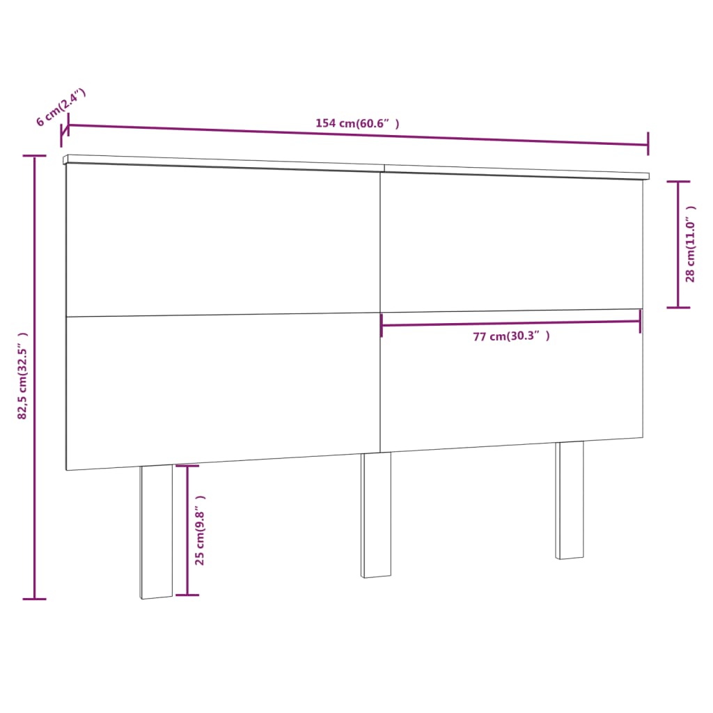 Uzglavlje za krevet 154 x 6 x 82,5 cm od masivne borovine
