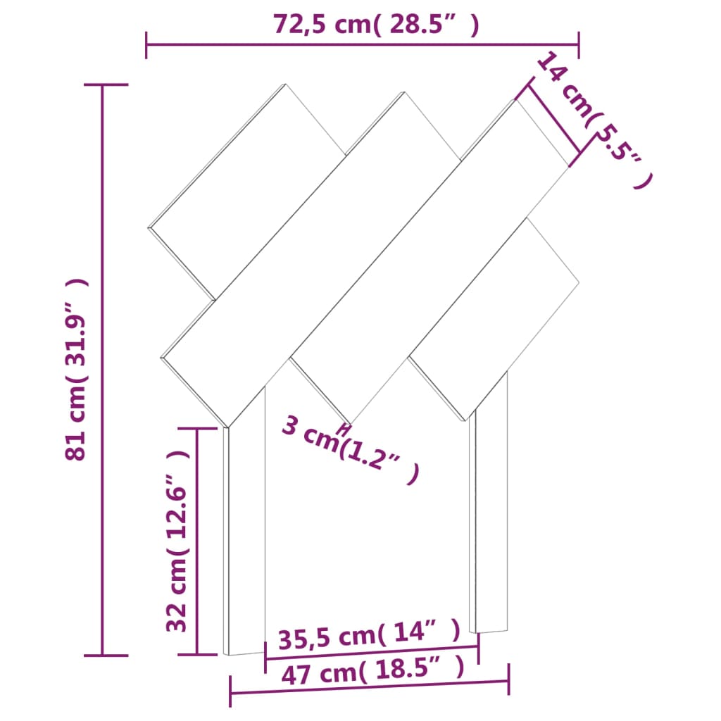Uzglavlje za krevet sivi 72,5x3x81 cm od masivne borovine