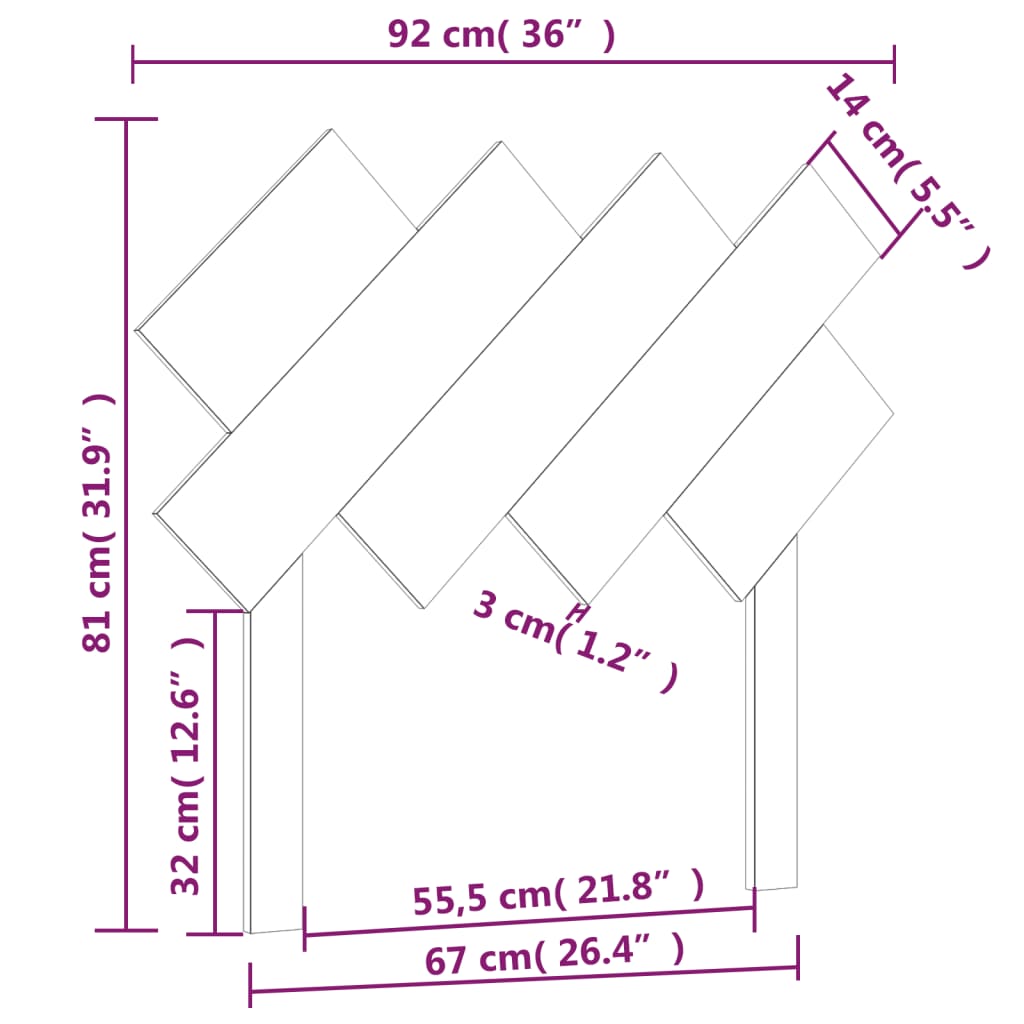 Uzglavlje za krevet Bijela 92x3x81 cm od masivne borovine