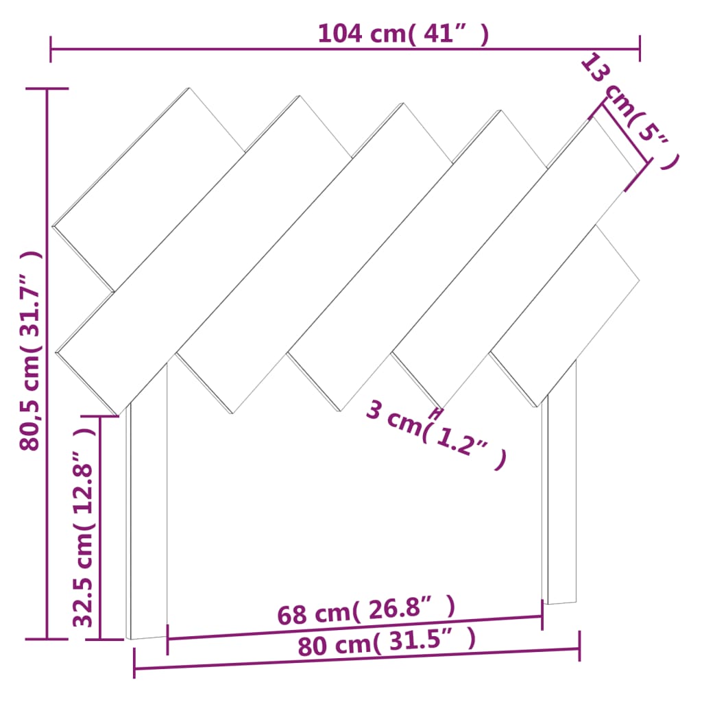 Uzglavlje za krevet boja meda 104x3x80,5 cm masivna borovina